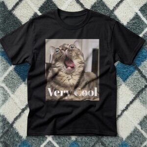 Black Cat Meme Graphic Tee – Very Cool Funny Cat Photo Shirt